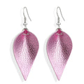 Leaf-shaped leather earrings