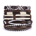 Men's Cross Braided Leather Adjustable Set Bracelet