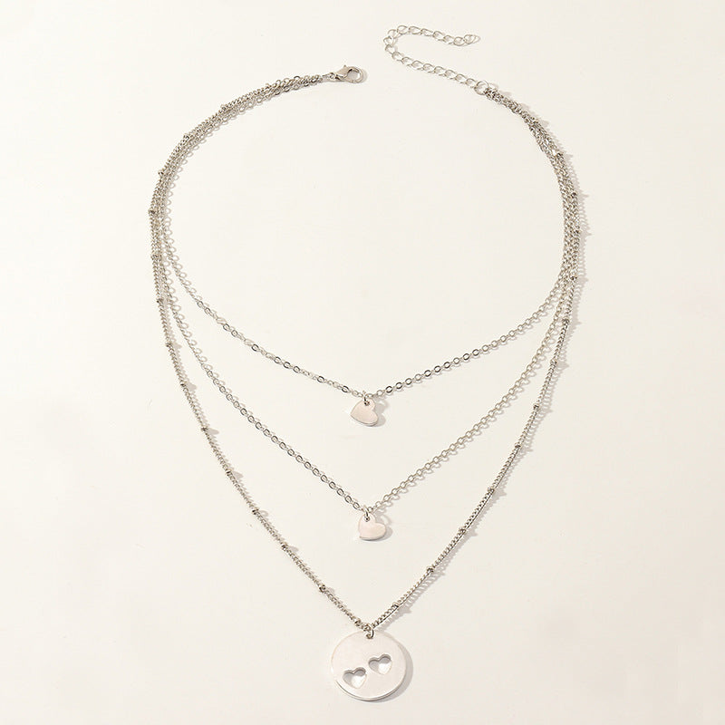 Multi-layer Love Necklace Female Hollow Love Clavicle Chain