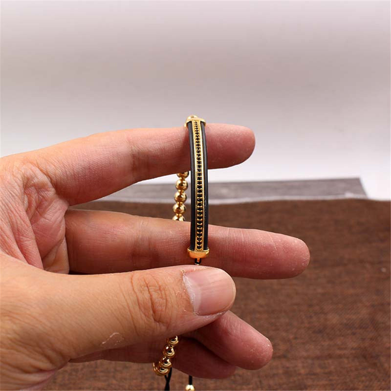 Fashion Simple Copper Bead Hand-woven Four-color Bracelet