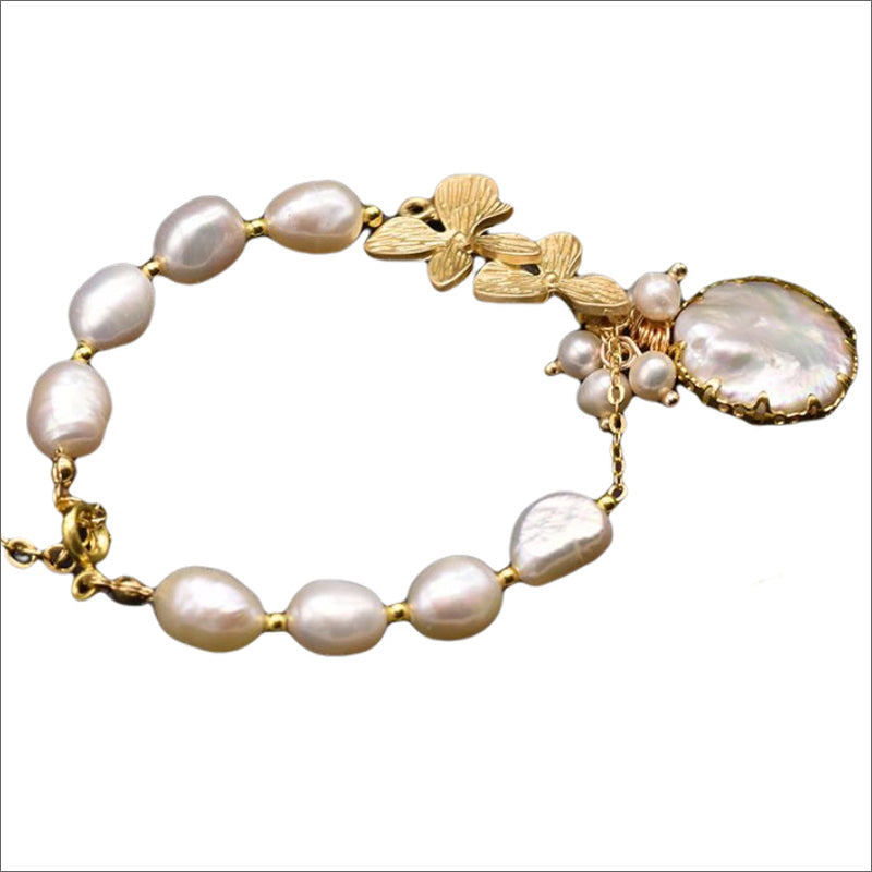 Freshwater Baroque Pearl Charm Bracelet