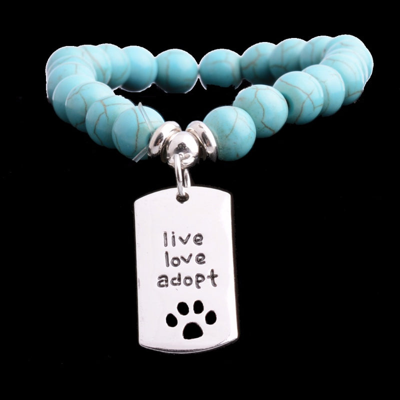 Personality Pendant Lettering Stone Beaded Bracelet String Chain