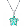 Blue opal ladies cute little turtle necklace