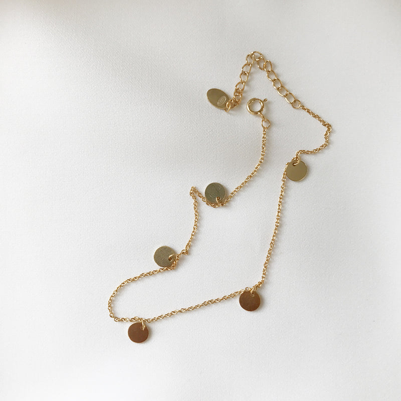 Golden summer round piece anklet