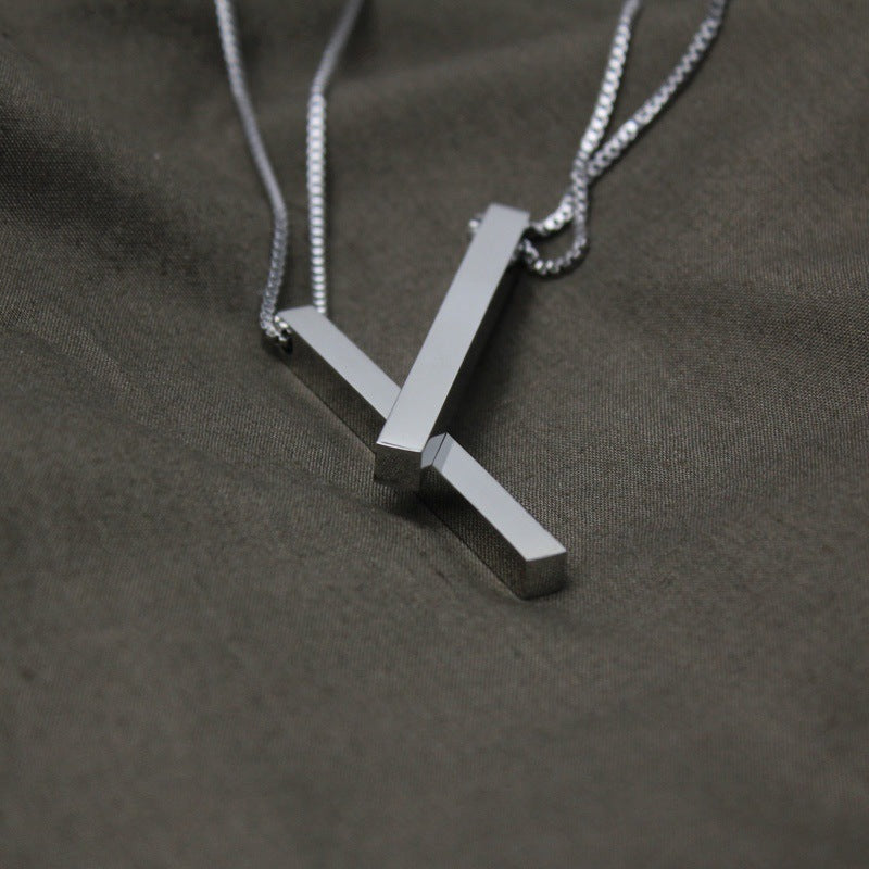 Stainless steel rectangular long necklace