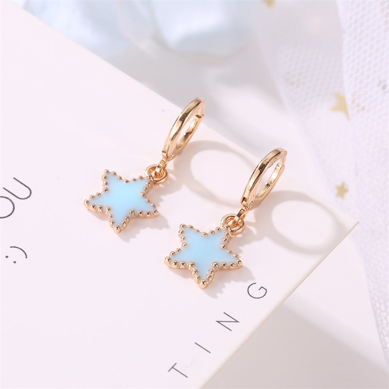 Dripping five-pointed star earrings