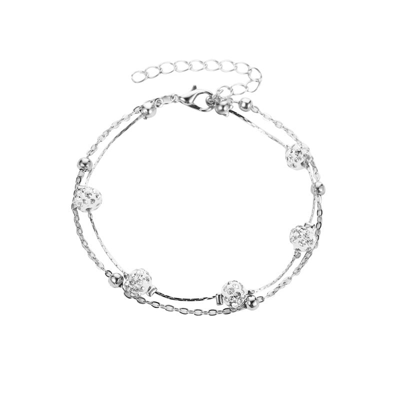 Shambhala Diamond Ball Crystal Anklet