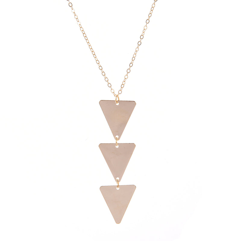 European and American fashion accessories Long chain metal smooth triangle piece pendant necklace Simple jewelry wholesale