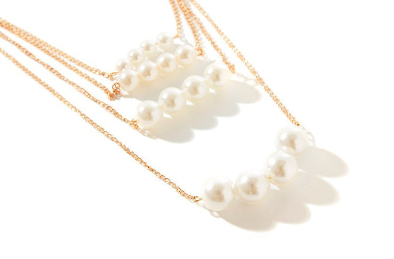 Trendy Multi-layer Metal Double-sided Pearl Clavicle Chain