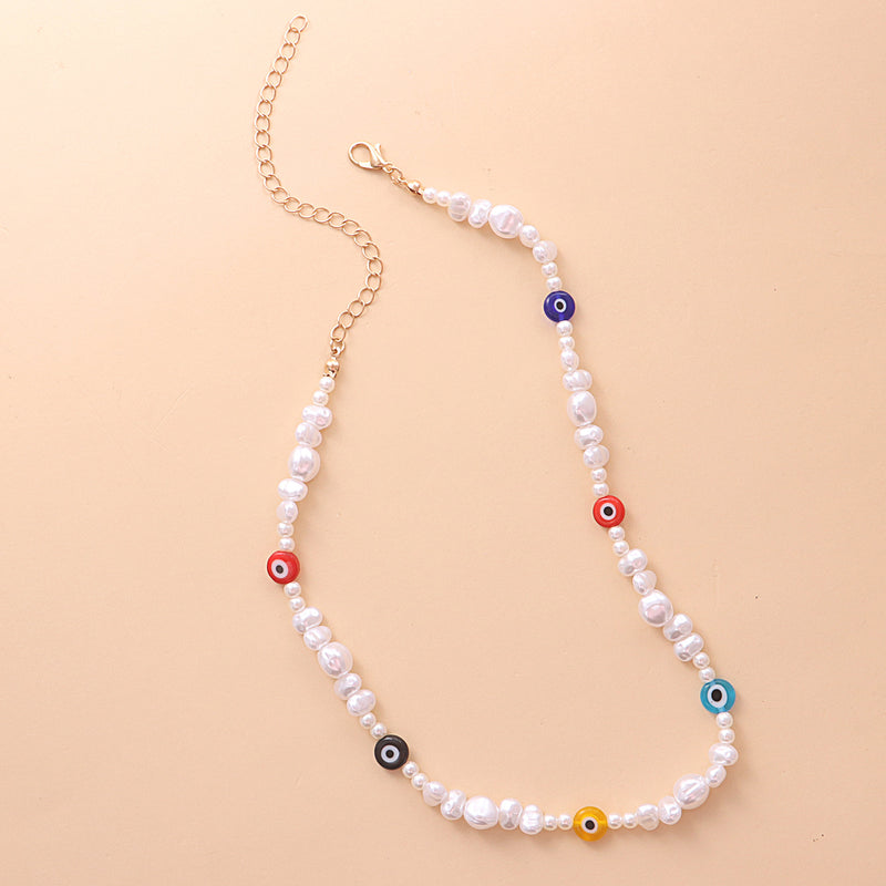 Irregular Shaped Pearl Eye Necklace For Women