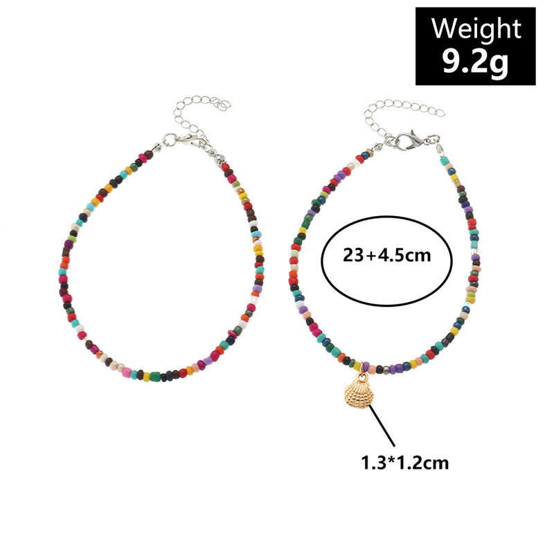 Bohemian Ethnic Style Colored Rice Bead Anklet