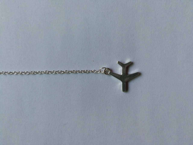 Women's long small airplane necklace