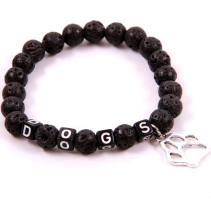 8MM Energy Scrub Volcanic Stone Yoga Bracelet DOGS Dog Claw Pendant Letter Bracelet