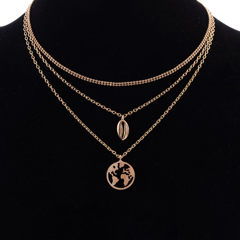 Women's Metal Shell Map Necklace