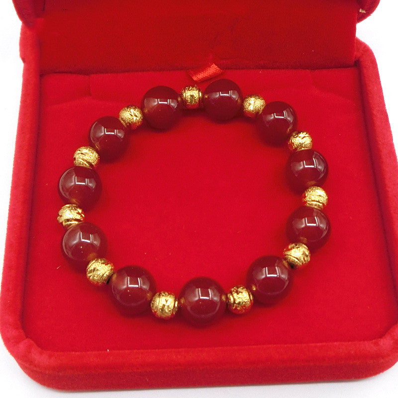 Ladies Hand String With Red Agate Stone Beads