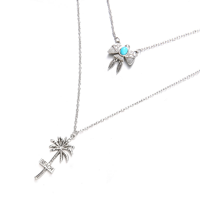 Cross-border e-commerce jewelry summer beach series Hawaiian fruit tree beach micro-mosaic Turquoise multi-layer necklace wholesale