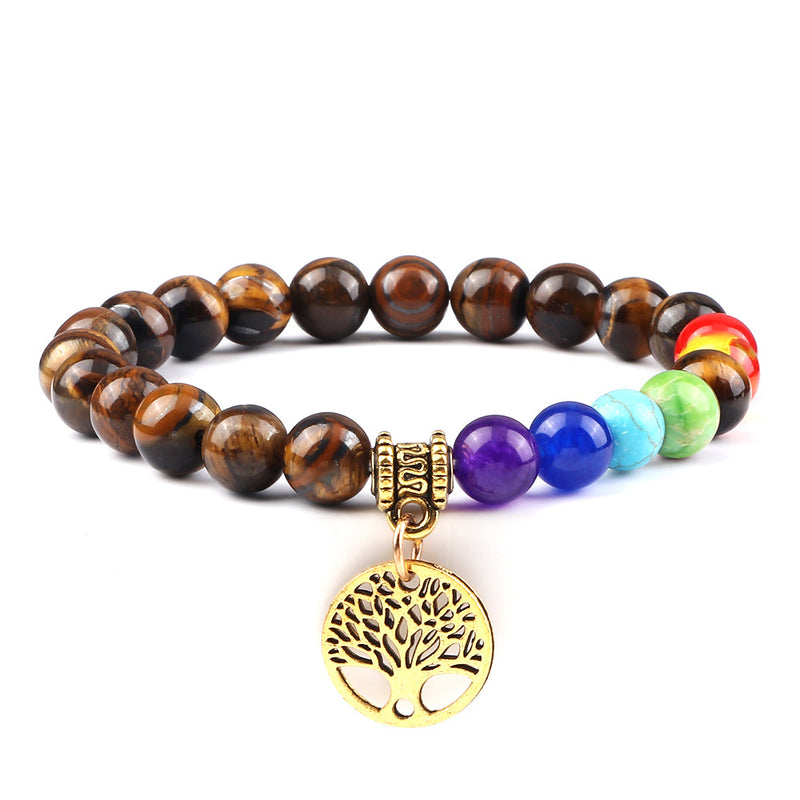 Creative 8mm Beads Tree Of Life Pendant Bracelet