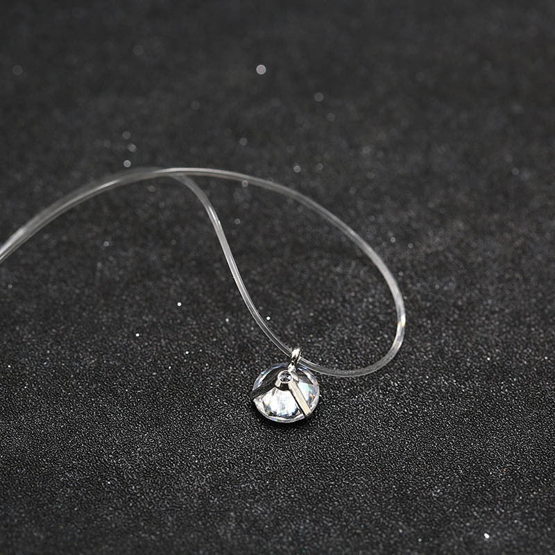 Korean version of the creative transparent fishing line invisible necklace with diamond zircon clavicle chain