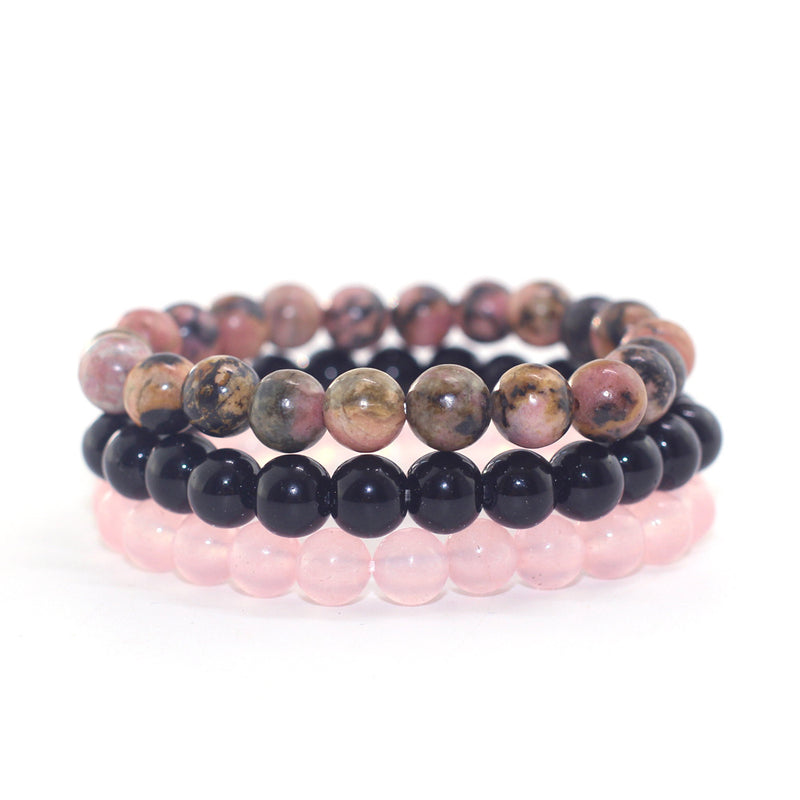Obsidian black line rutile bracelet