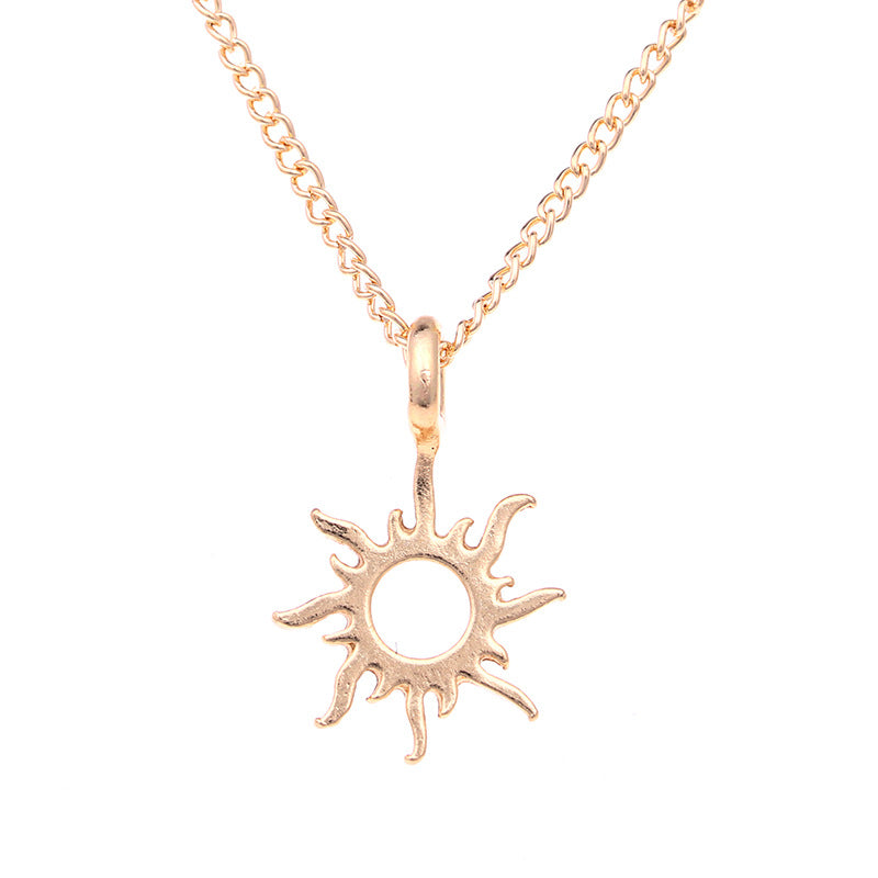 Sun alloy clavicle fish bone short necklace