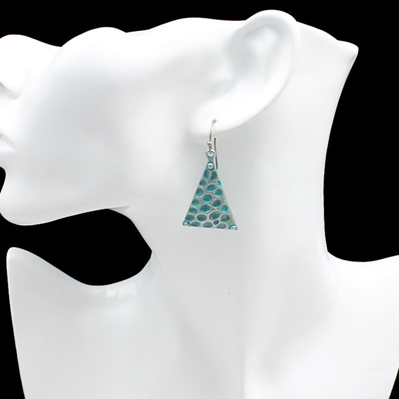 Triangle honeycomb pendant earrings