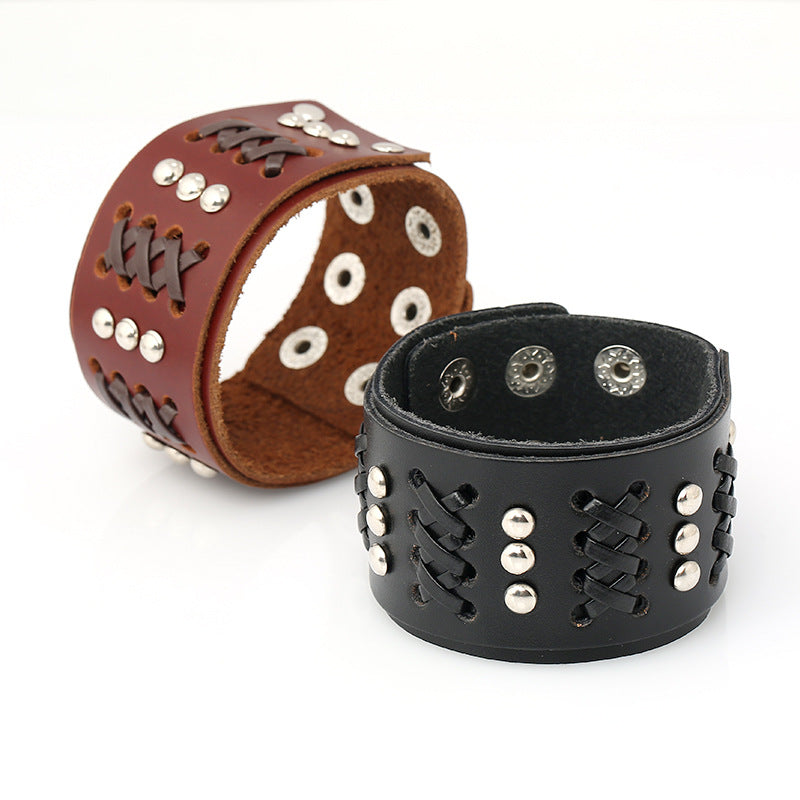 Vintage braided leather bracelet