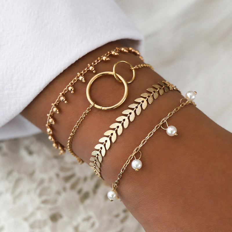 Alloy geometric plating bracelet