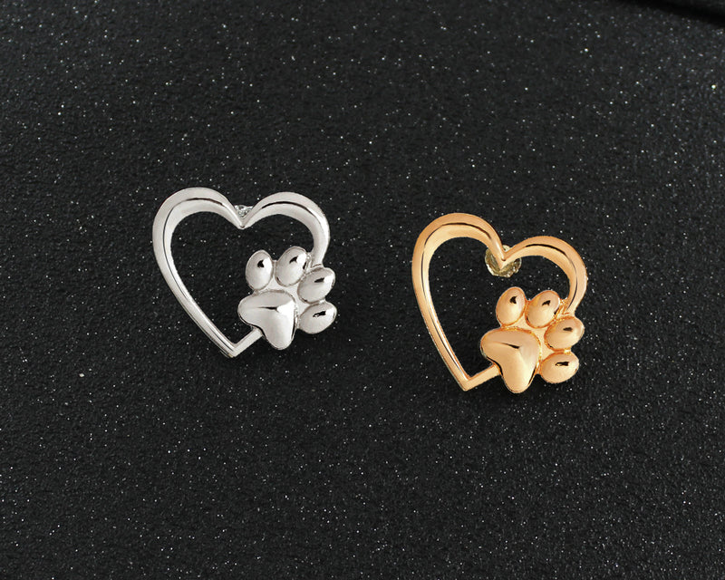 Caring dog paw cutout brooch