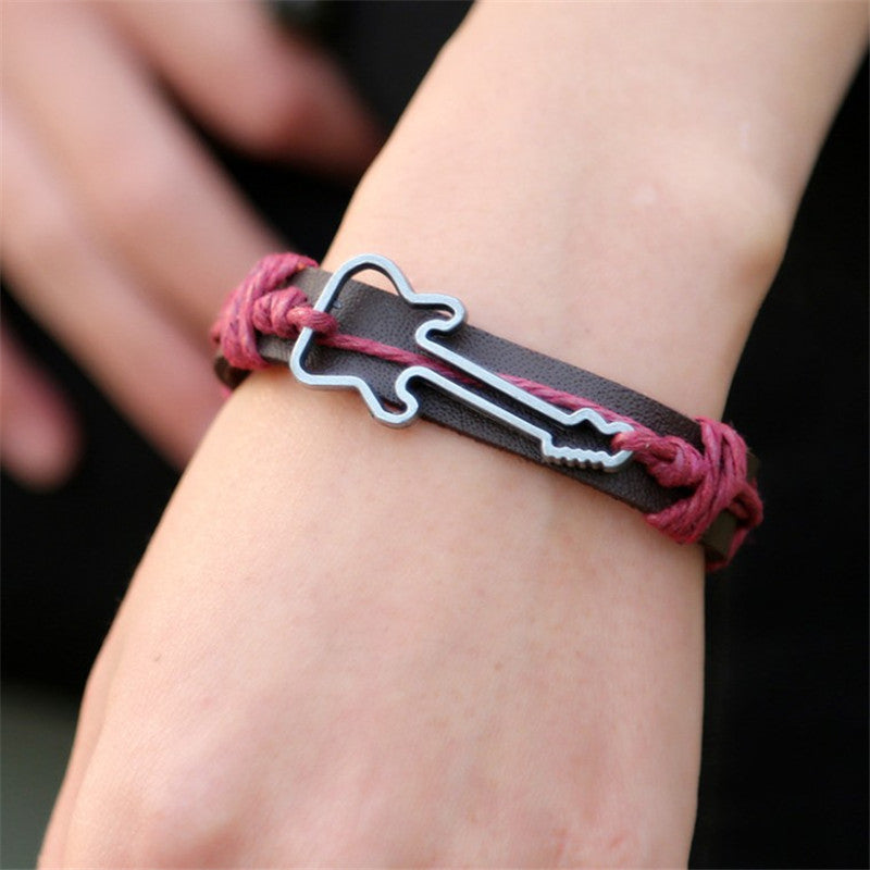 Zinc alloy guitar leather bracelet