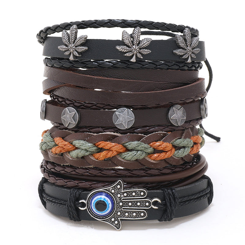 Vintage Men's Leather Bracelet European And American Woven Suit Carrying Strap
