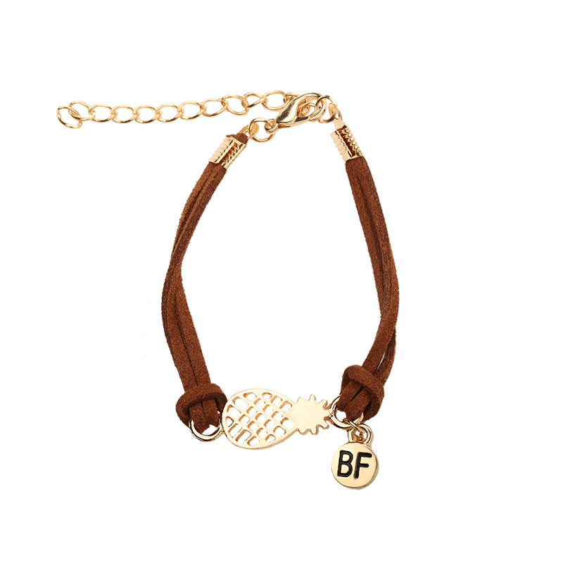 Hollow pineapple letter double bracelet
