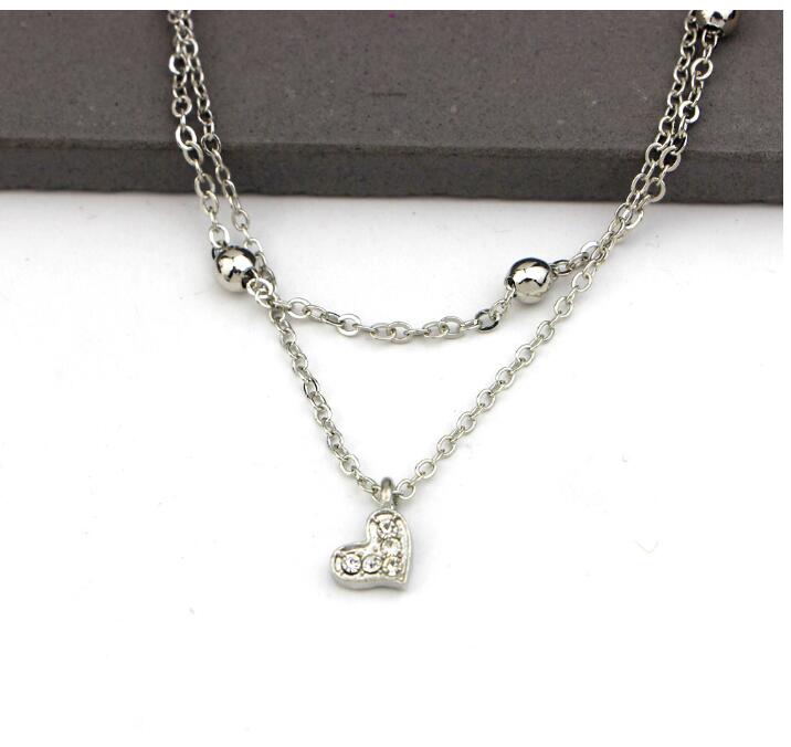 Cute heart love double layer anklet