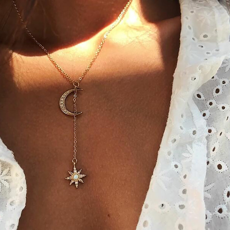 New Jewelry Fashion Personality Retro Moon Sun Women's Necklace