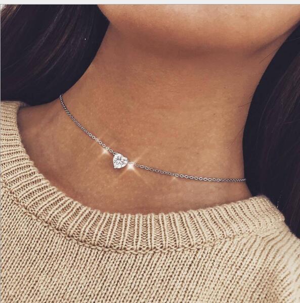 Crystal Heart Choker Necklace