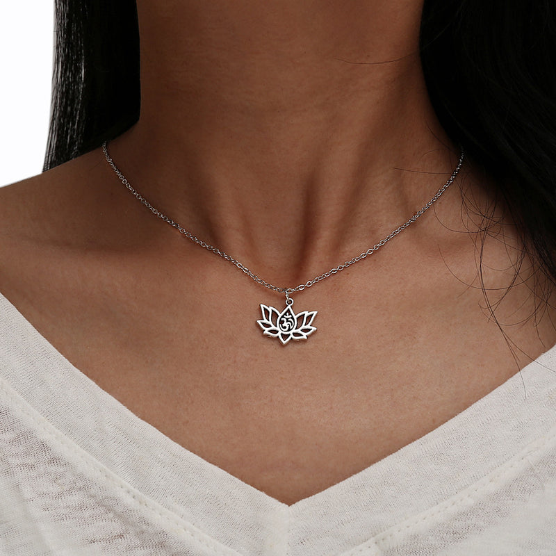 Hollow alloy lotus necklace