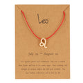 Zodiac Sign Red And Black Rope Symbol Edition Paper Card Bracelet