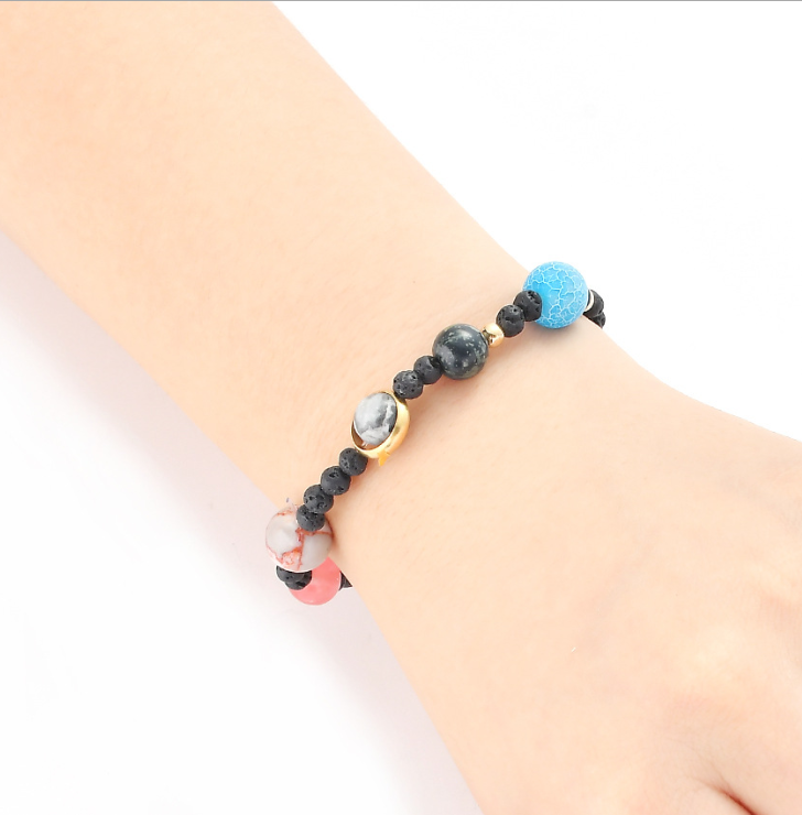 solar system eight planets beaded bracelets volcanic stone ornaments stars natural stone bracelets