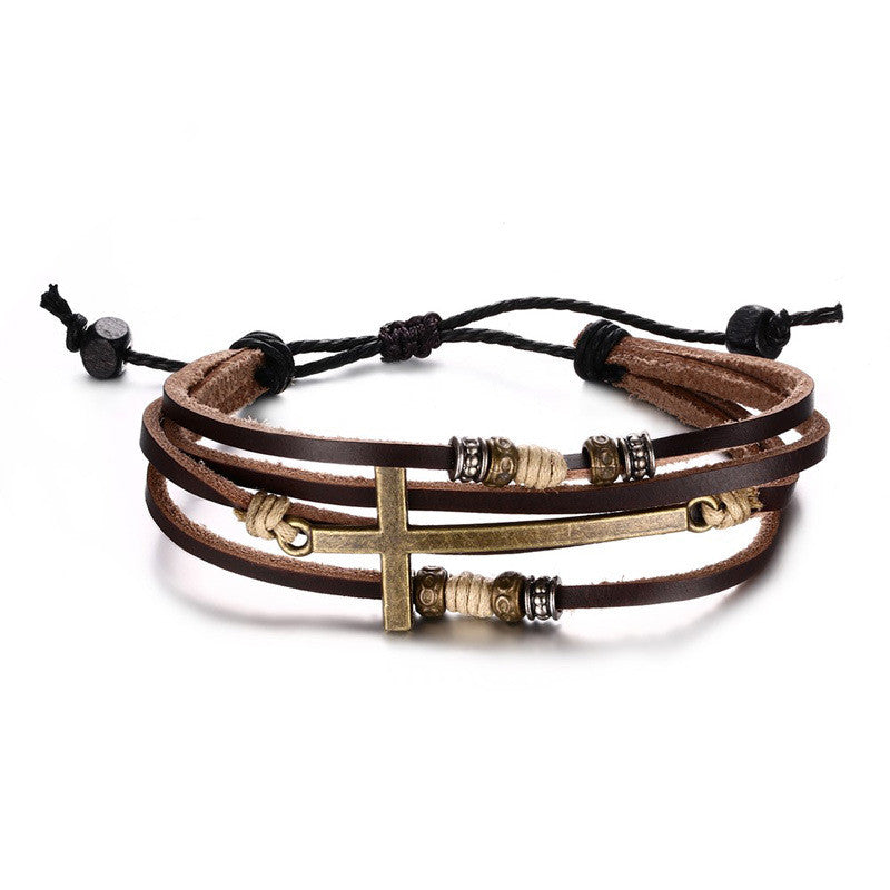 Cowhide cross bracelet