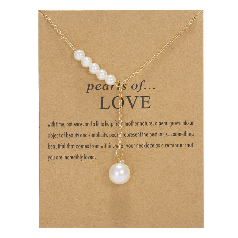 Moon Zircon Pearl Pendant Necklace Gold Color Geometric Choker For Women Jewelry Moms Gift