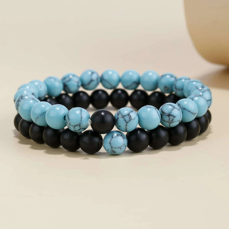 Retro Style,  2-Pieces Frosted Bead Bracelet Set