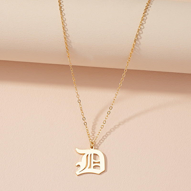 Retro Personality Design Sense 26 English Alphabet Necklace Female