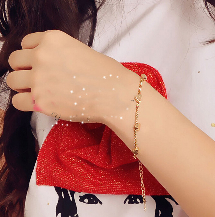 Fashion Golden Five-pointed Star Heart Bracelet Love Bracelet Korean Small Lady Stars Anklet Anklet Jewelry