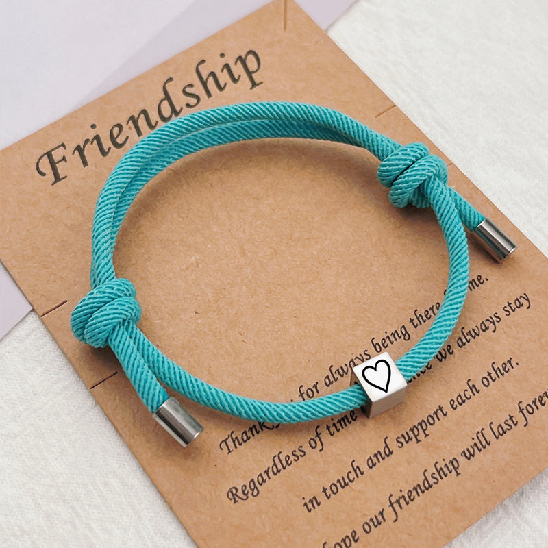 New Simple Stainless Steel Geometric Square Hand-woven Couples Love Bracelet