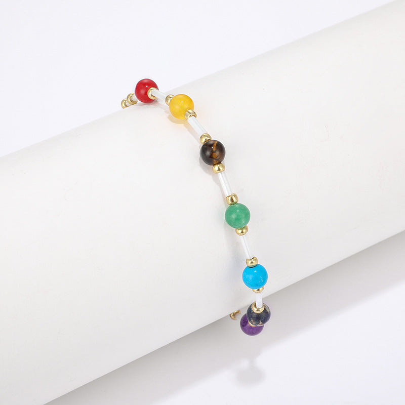 Colorful rice bead anklet