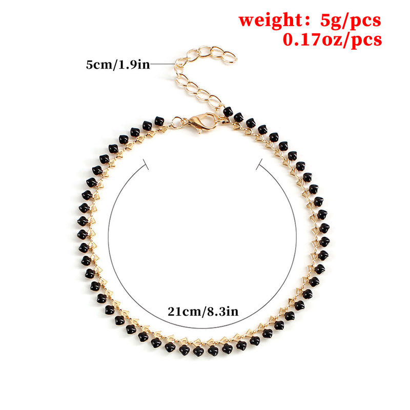 Contrast color beaded chain anklet