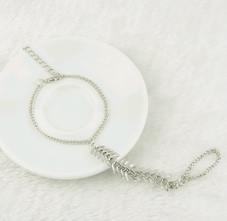 Punk fish bone bracelet back link bracelet