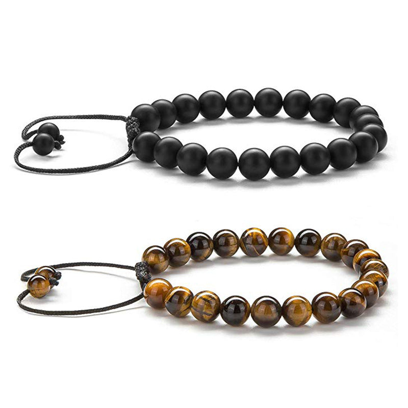 Tiger eye couple bracelets matte black agate beads bracelet