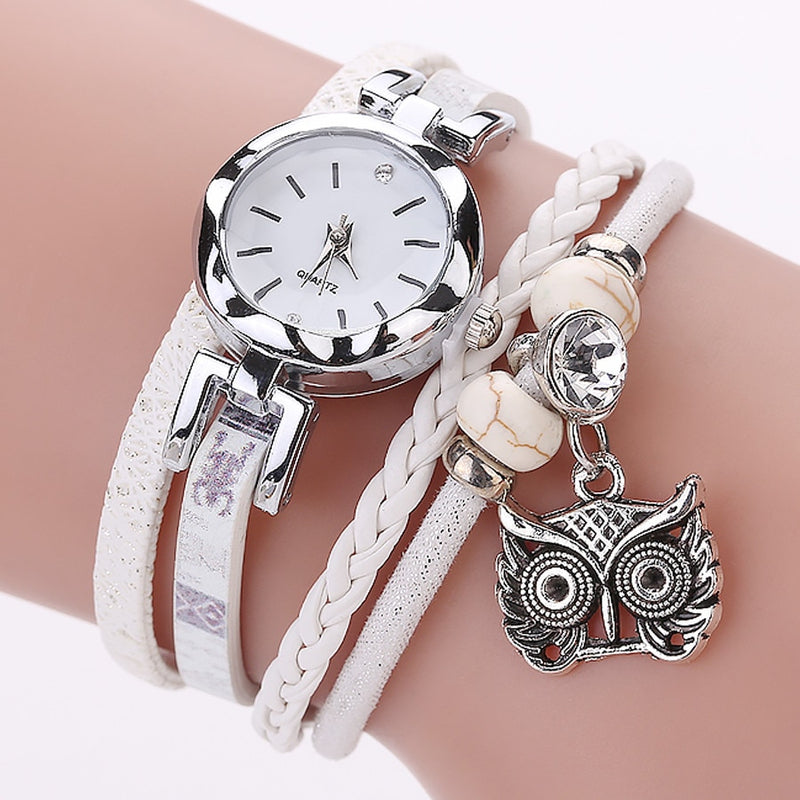 Owl Circle Bracelet Watch New Winding Watch Pu Small Twist Ladies Hand