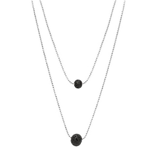 Double Lava Necklace, Black Lava Necklace