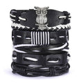 Men's Cross Braided Leather Adjustable Set Bracelet